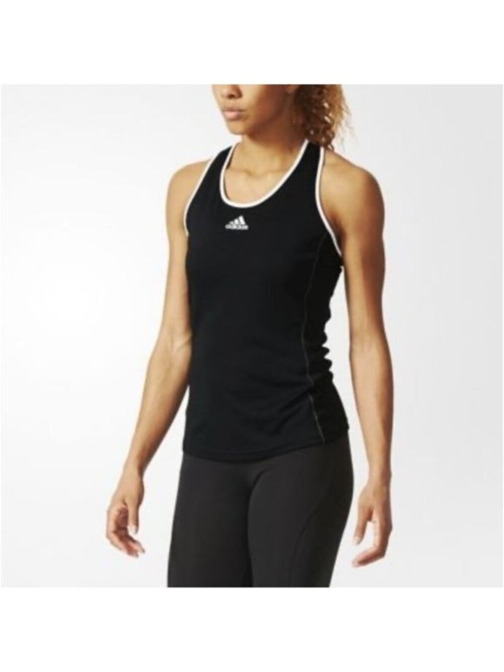 Adidas Womens Black Climalite Tank Top XL Racerback White Trim Lightweight Activ